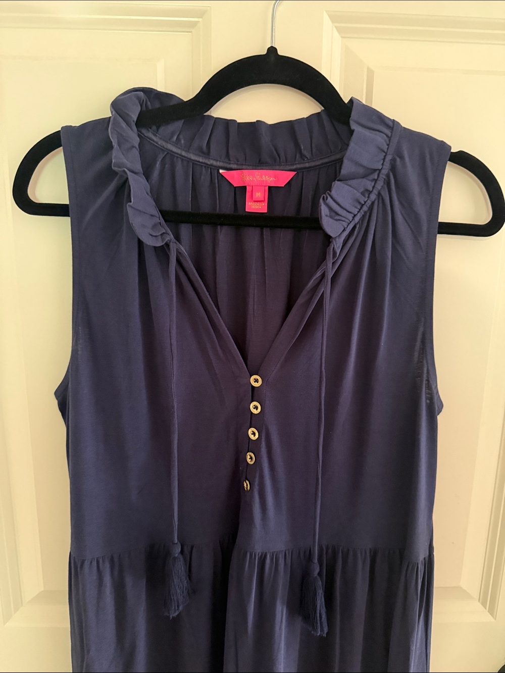Lilly Pulitzer Malone True Navy Tiered Maxi Dress, Size M - Picture 3 of 5